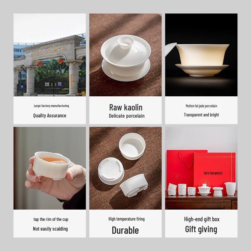 Dehua Ceramic Lamb-Fat Jade White Tea Set