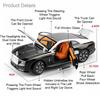 1:24 Scale Phantom Spectre Car Model Toy Metal Diecast Simulation Vehicles Pull Back Toys Collection for Boys Birthday Gifts