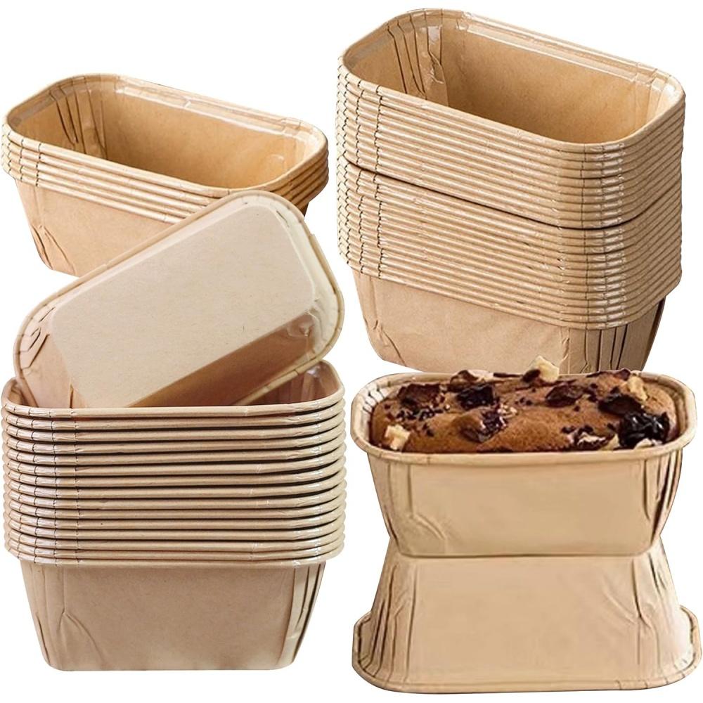 50 ks Formiček na biskupský chléb, Obdélníkové papírové košíčky na muffiny s nepřilnavým povrchem, Papírové formičky s nepřilnavým povrchem pro pečení muffinů, chleba