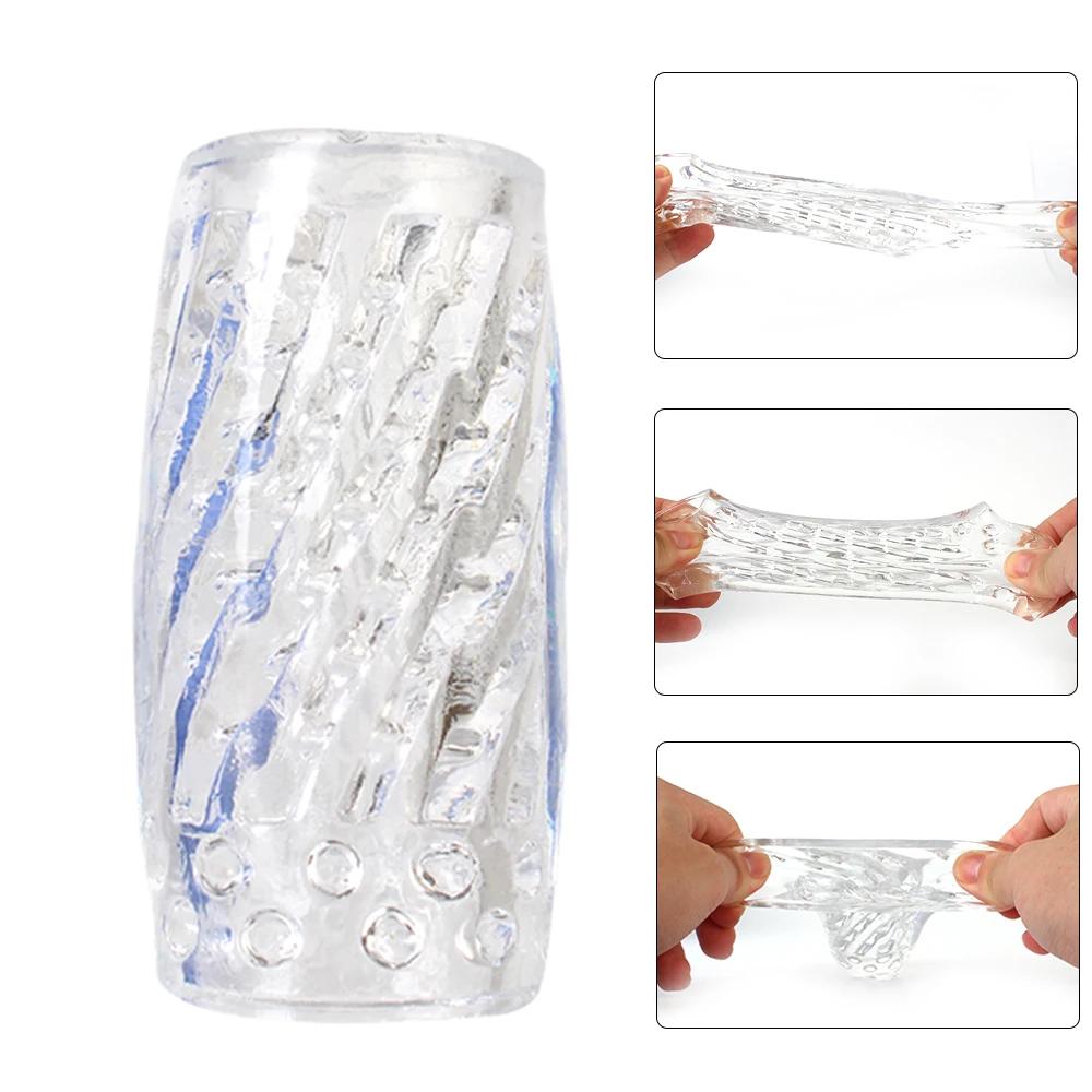 Male Masturbator Penis Pump Sex Toy for Men Transparent Realistic Vagina Glans Trainer Penis Sleeve Delay Exercise Erotic Toys