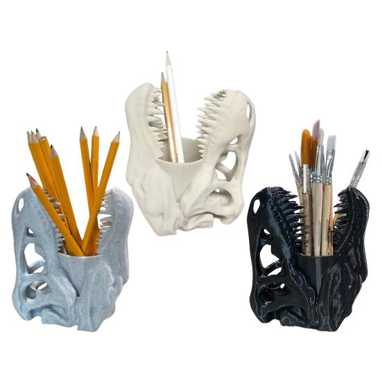 Dinosaur Skull Pen Holder Plastic Pencil Case Desktop Organizer for Pens Erasers Markers School Office Supplies