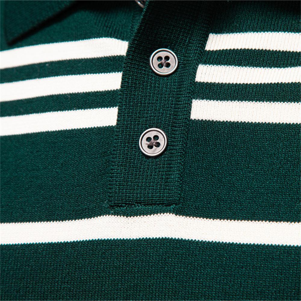 AIOPESON 2025 Color Block Henley Polo Pánské Pruhované Dlouhý Rukáv Nové Podzimní Designérské Společenské Business Prvotřídní Polokošile Pánské