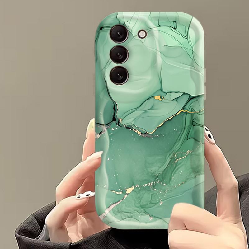 Colored Marble Cream Wave-Edge Phone Case For Samsung Galaxy S26 Ultra S25 S24 S22 S23 Plus FE A56 A55 A37 A36 A27 A26 A16 Cover