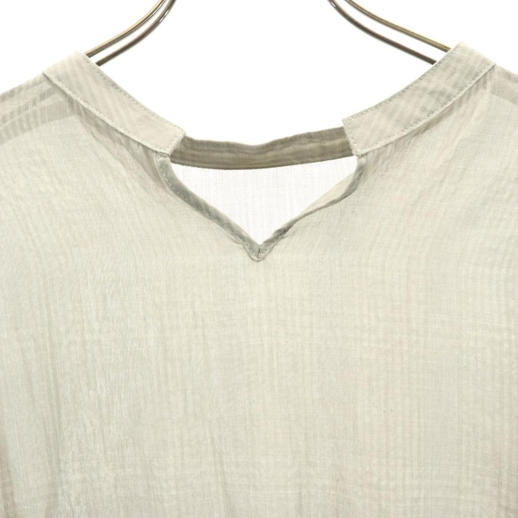 FREAK'S STORE Check Five-quarter Sleeve Teared Shirt F Green System Tunic Women Used