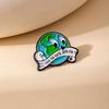 Environmental Protection Theme Cartoon Love The Earth Brooch Green Irregular Oil Drip Alloy Badge Wear Medal Pin