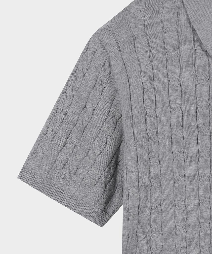BROOKS BROTHERS Cotton Cable Polo Short Sleeve Sweater (Grey) (Bbwtmo204Awfm)