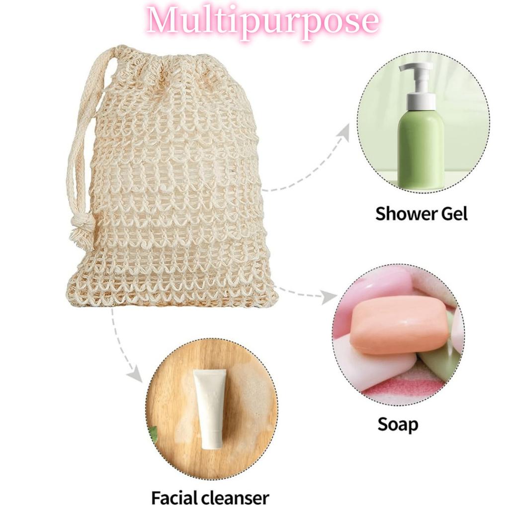 Natural Sisal Soap Saver Pouch Reusable Breathable Drying Soap Pouches for Skin Exfoliating Foaming Bathroom Accessories