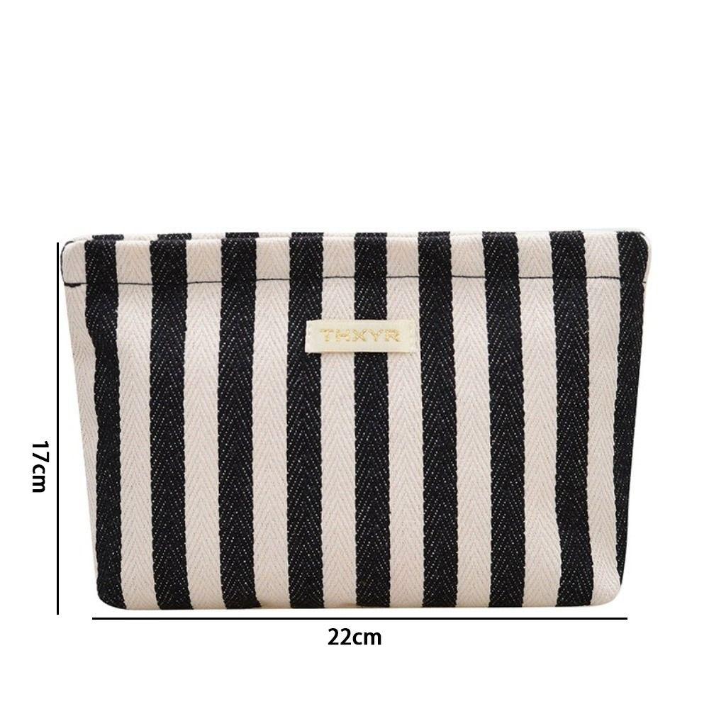 New Portable Stripe Cosmetic Bag Lightweight Large Capacity Storage Bag Multifunctional Handbag Travel
