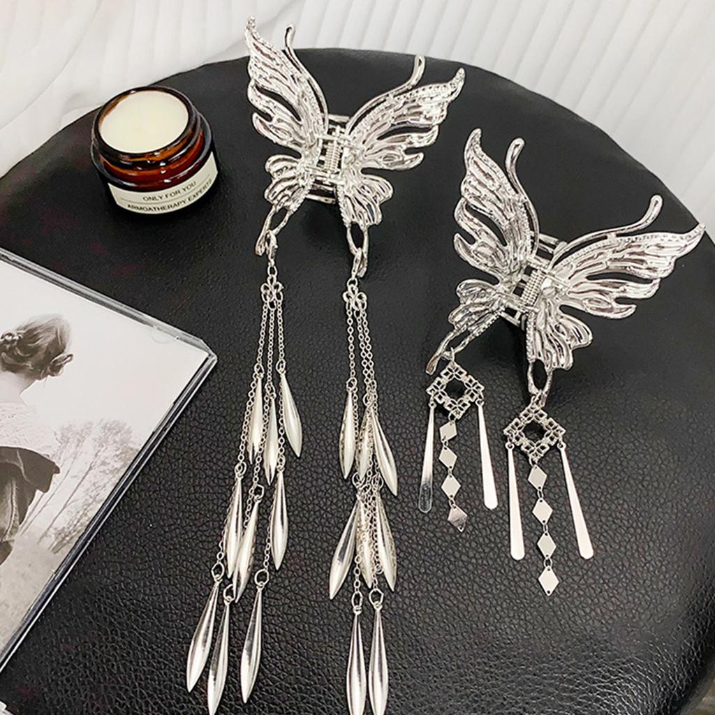 Pince à Cheveux Métallique Papillon Style Y2K Pour Femmes Pince à Cheveux à Franges Strass Paillettes Filles Tendance Bijou Exquis Accessoire de Cheveux