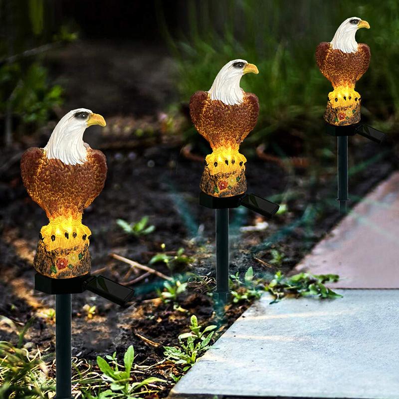 Solar Powered LED Lights Garden Lawn Lamps Eagle Shape Ornament Lighting Waterproof Ground Plug Light Outdoor Yard Solar Lamps
