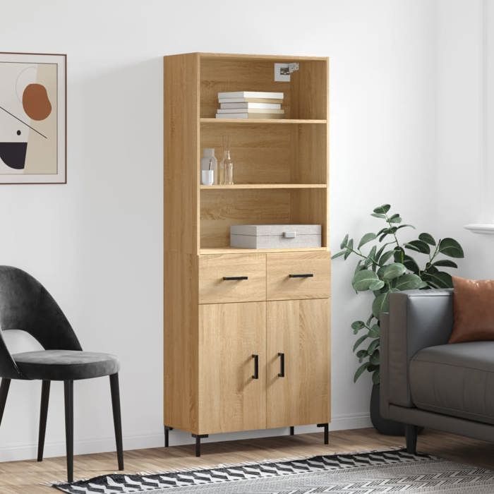 Buffet haut - Maison Exclusive - Chêne sonoma - 69,5x34x180 cm - Bois d'ingénierie