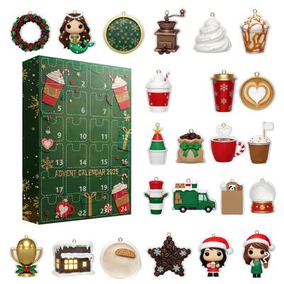 Coffee Advent Calendar 2025 2D Acrylic Arrival Calendar Blind Box Includes 24 Gifts Xmas Surprise Collectibles for Coffee Lovers