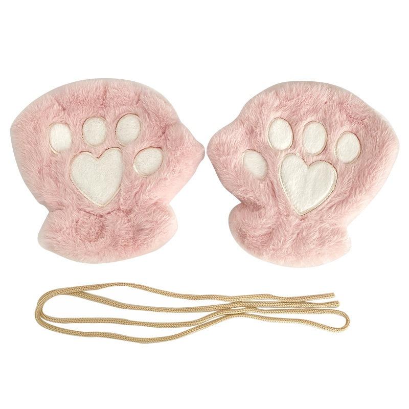 Paws Cute Cartoon Bear Claw Plush Gloves Women's Winter Warm Plush Thickened Bear Paw Cycling Bike Skiing