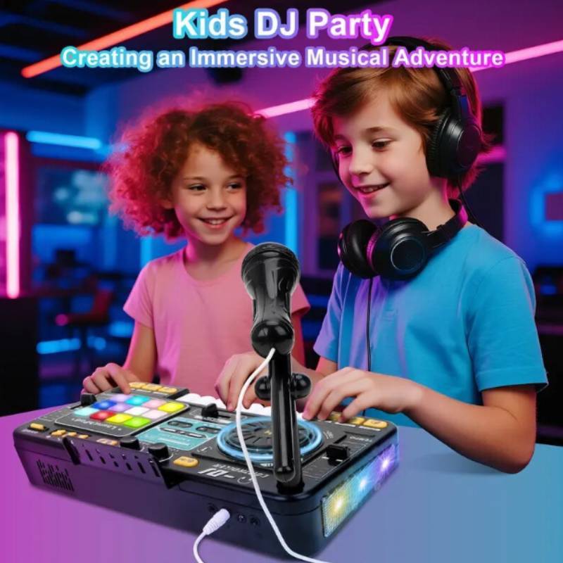 Childrens Dj Turntable Toy With Microphone For Interactive Play