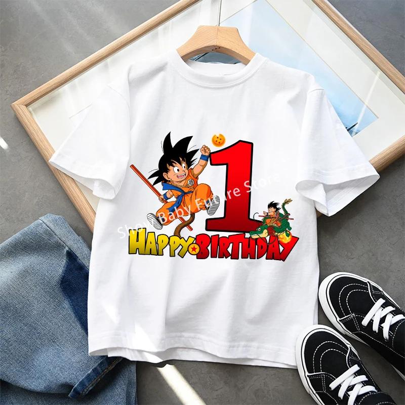 Dragon Ball Goku T-shirt Zomer Wit Kinderen Korte Mouwen Katoenen Kleding Cartoon Anime Kinderen Kawaii Schattig Cadeaus Ademend Zacht