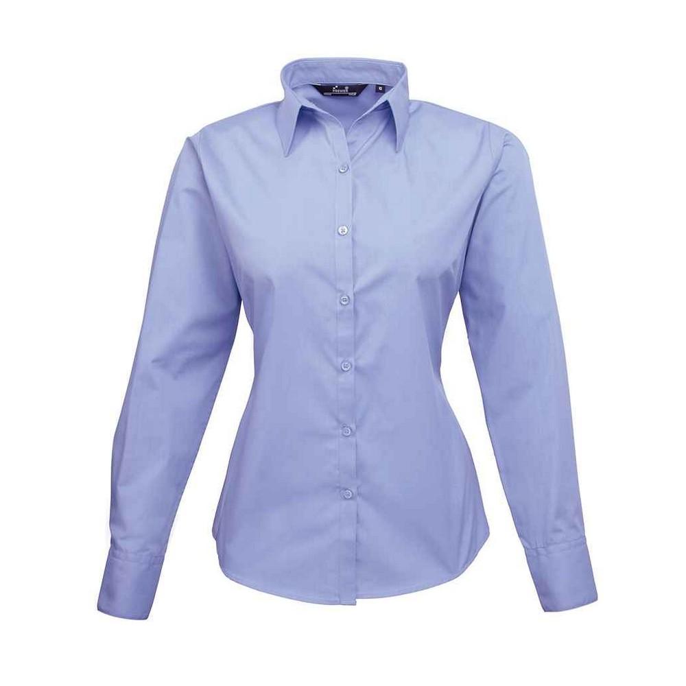 Premier Womens/Ladies Poplin Long-Sleeved Blouse
