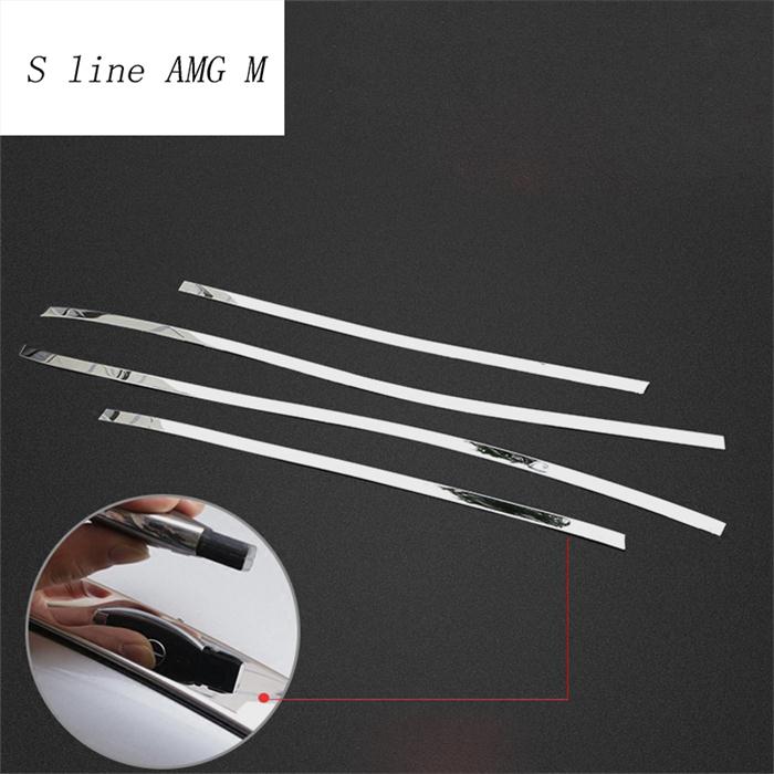 

Стайлинг автомобиля, авто боковая юбка, наклейка на крышу автомобиля из нержавеющей стали, декоративная накладка на боковую дверь кузова для Mercedes Benz C Class W204 серебряный