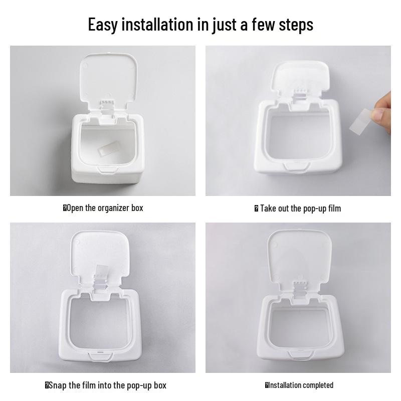 Mini Desktop Storage Box with Pop-Up Cover: Dustproof Plastic Organizer for Cotton Swabs, Cosmetic Pads, and Miscellaneous Items