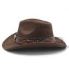 Retro Bull Head Western Cowboy Hat Men And Women, Tibetan Suede Jazz Hat, Big-Brimmed Top Hat