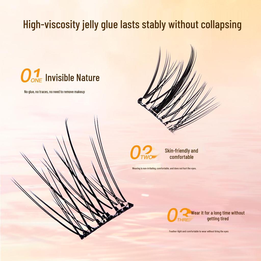 Sztuczne rzęsy LifeGirls Samoprzylepne 'Lisie Oko' z Naturalnym Podkręceniem i Przezroczystym Żelowym Paskiem Kleju.