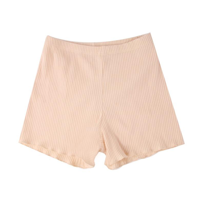 Damen Übergröße Rüschen Elastische Baumwolle Dreiviertel Sicherheits-Hose