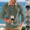 Autumn Winter Long Sleeve Polo Shirt Ribbed Loose Casual Knit Top