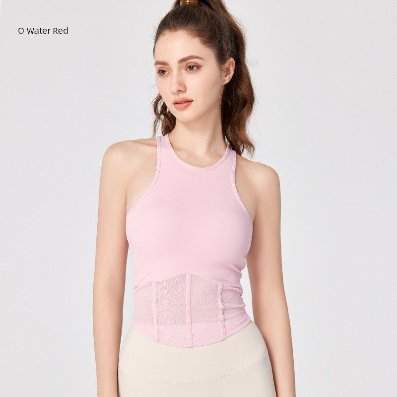 

Новый жилет для йоги с сетчатой вставкой «рыбья кость», фитнес-топ с красивой спиной, толстовка с нагрудной подушечкой, фитнес-топ, верхняя одежда Water Red M