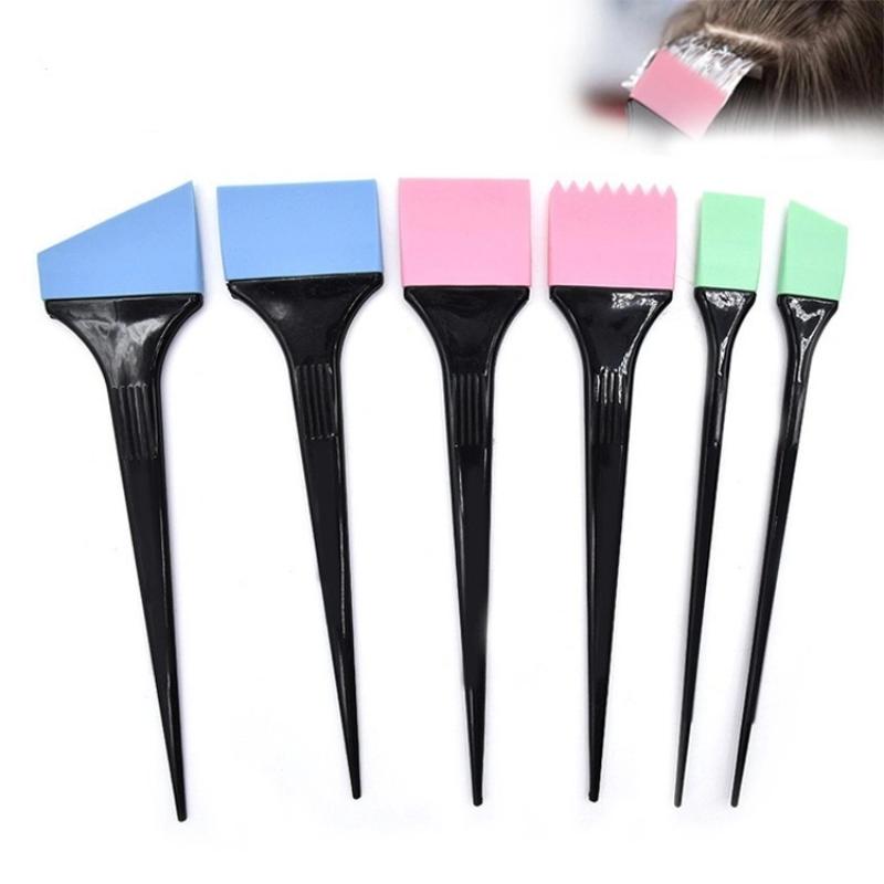 6Pcs Random Color Silicone Hair Dyeing Brush Spatula Brush Mixing Stirrer Kit For Hair Pro Salon Hairderssing Styling Tools