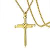1PC Steel Nail Shaped Cross Pendant Necklace for Boys, Black/Golden/coppery Finish