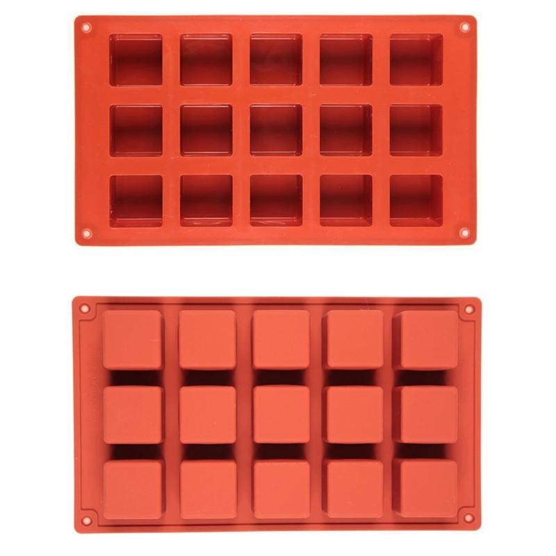 15 Cavity Square Silicone Molds Making Mousses Cake Molds Decorating Baking Tool for Making Chocolate Fondant Dessert