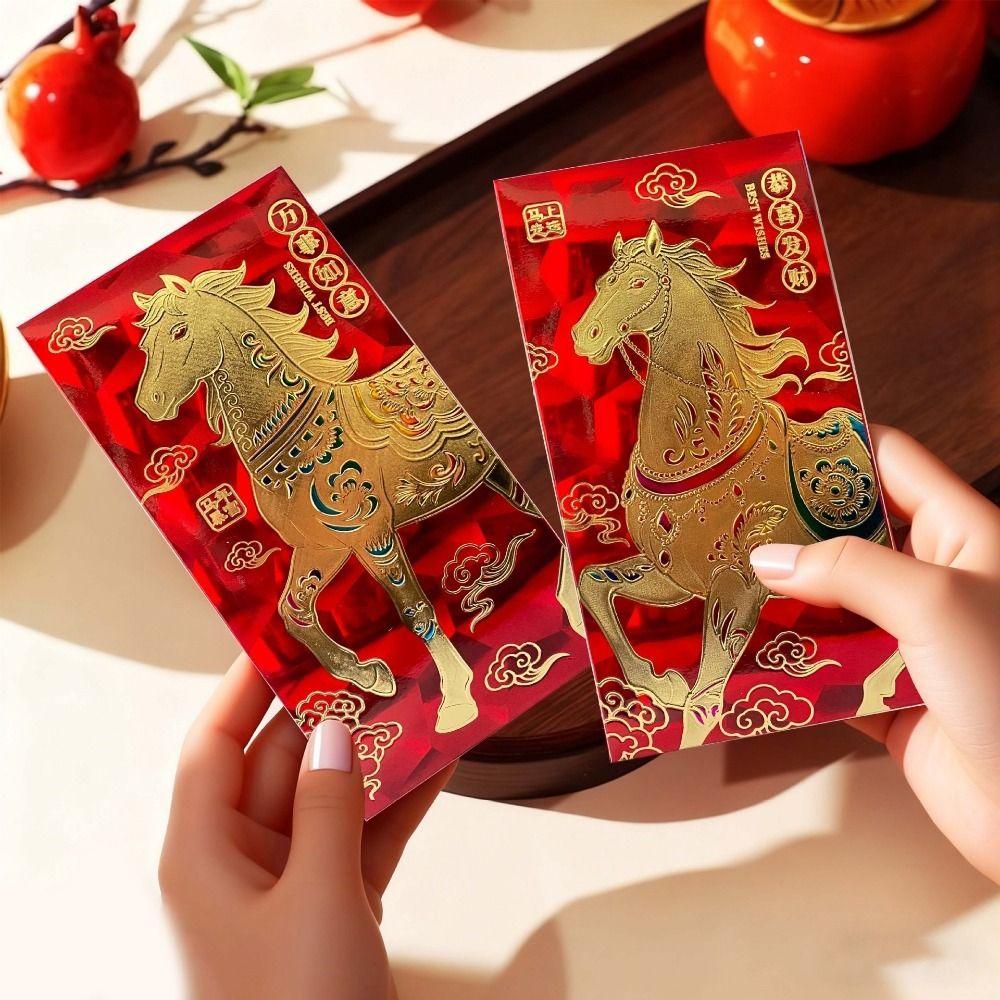 6Pcs/Set Traditional 2026 New Year Red Envelope Paper Spring Festival Envelope Spring Festival