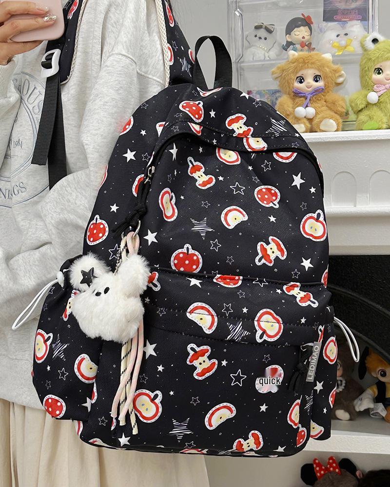 Lightweight Cute Print Backpack for Middle & High School Girls: Large Capacity