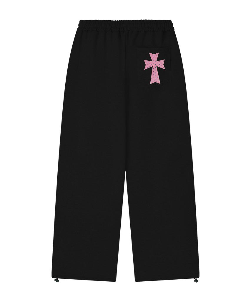 GRAVER [Unisex] Dot Cross Logo Embroidered Training Wide Pants_2 Colors