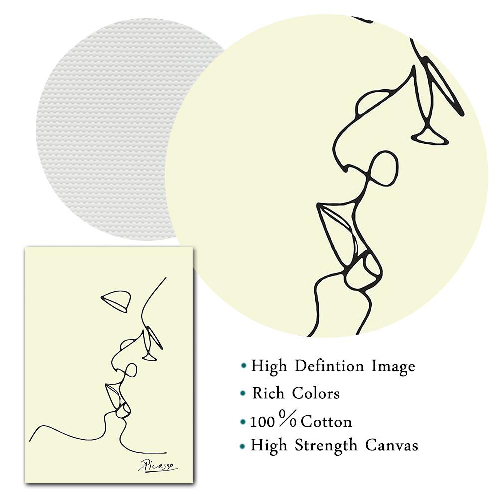 Picasso Kiss Abstract Figures Poster Blending In Face Wall Art Picture Prints Canvas Painting Living Room Decoration Home Decor