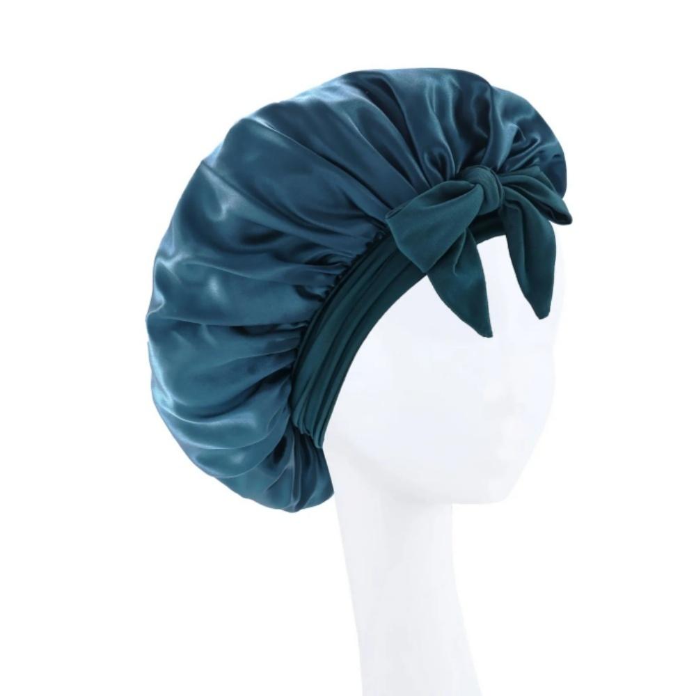 Sleeping Hat Satin Solid Wide-brimmed Beauty Headscarf Head Wrap Elastic Band Cap Hair Care Bonnet Night Hat Hair Salon Cap Tool