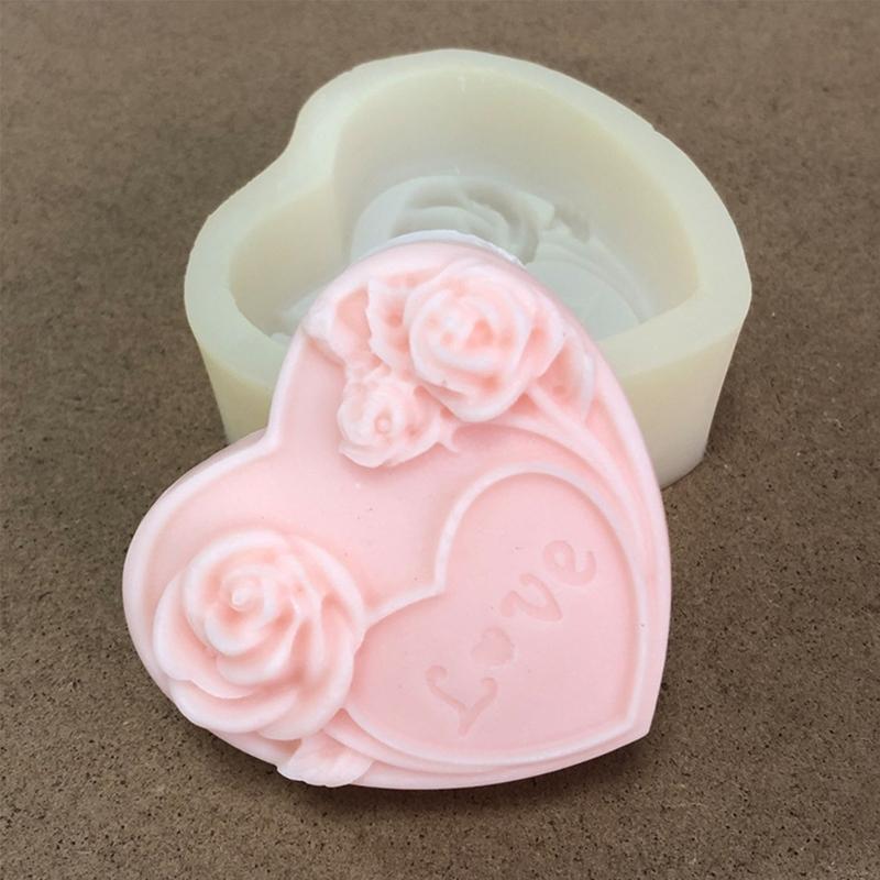 3D Love Heart Rose Silikon Flexibilní potravinářská forma Jílová pryskyřice Keramika Candy Fondant Candy Čokoláda Forma na mýdlo