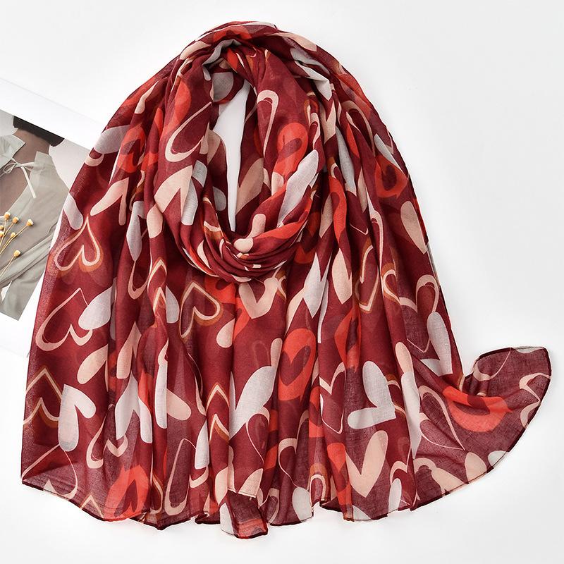 New Korean Version of Love Cotton Long Scarf Fashionable and Versatile Women's Scarf Soft and Comfortable Head Shawl