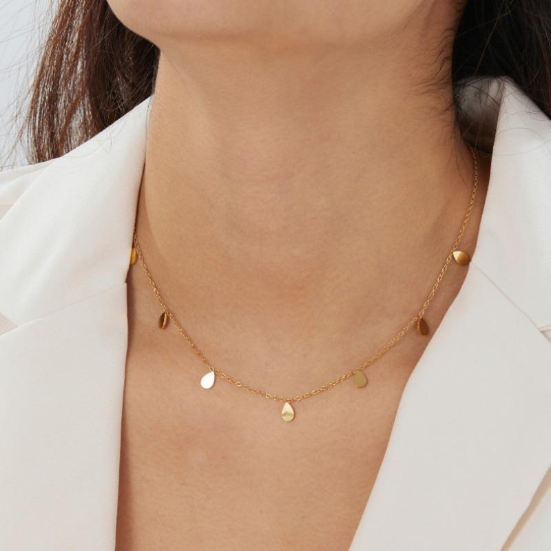 Gold Plated Teardrop Charm Choker Necklace