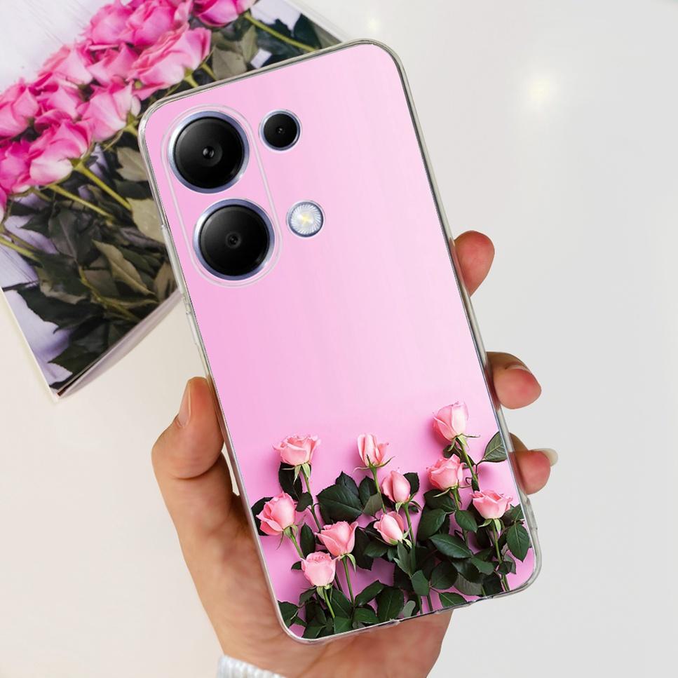 For Xiaomi Redmi Note 13 Pro 4G Case Beautiful butterfly flower TPU Soft Silicone Cover For Xiaomi Poco M6 Pro Bumper Phone Case