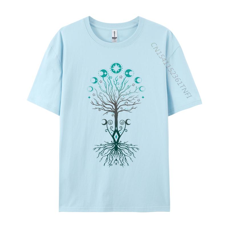 Moon Phases Tree of Life Yggdrasil Pagan Wicca Personalized High Quality Party Top T-shirts Pure Cotton Mens Clothing