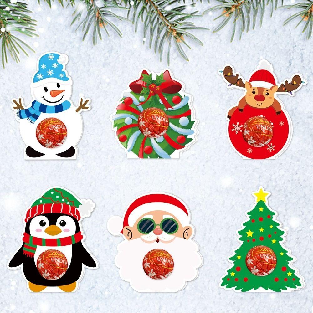 12pcs Santa Claus Snowman Elk Christmas Candy Paper Card Merry Christmas Decorations  Party Favors