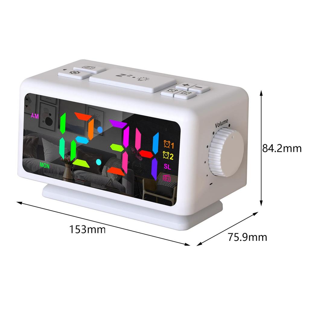 Radio Alarm Clock Perpetual Calendar Multifunctional 12/24H Snooze Function for Office Home Bedroom Learning Deep Sleepers