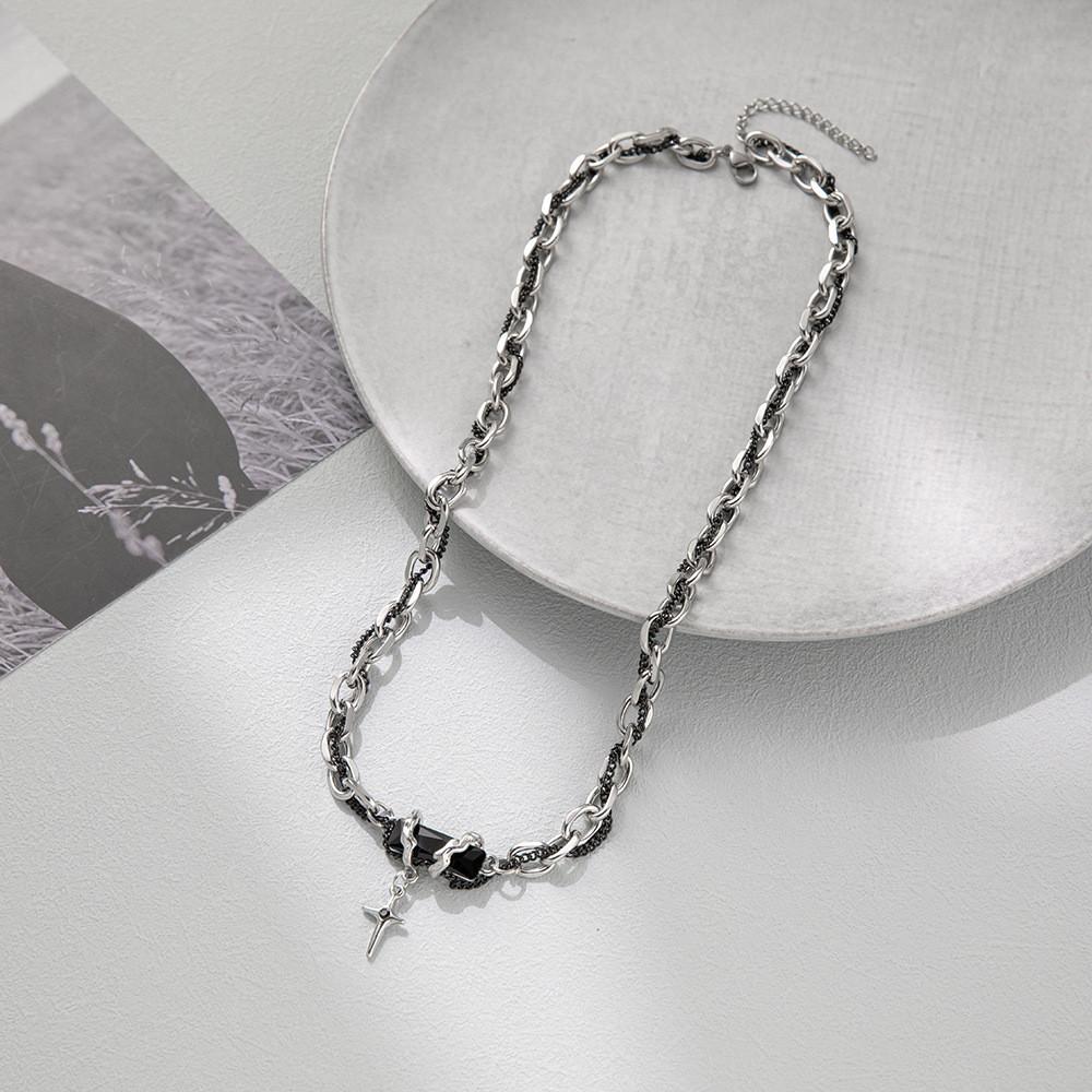 

Forest Black Jewelry Necklace With Titanium Chain For Couples Female Decoration Alloy Black