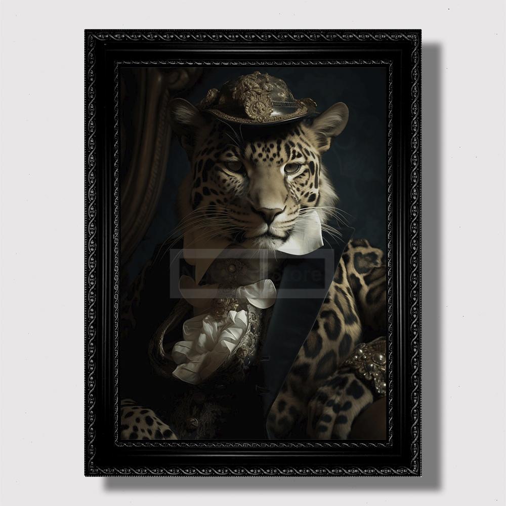 Affiche vintage de portrait d'animal victorien Goth Cottagecore Dark Prints Peinture sur toile Art mural Photos Décoration de chambre à coucher vintage
