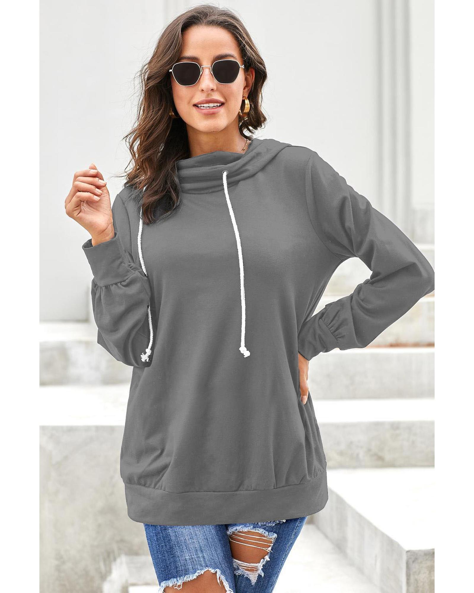 

Azura Exchange Gray Long Sleeve Hoodie with Rope Drawstring L сірий колір
