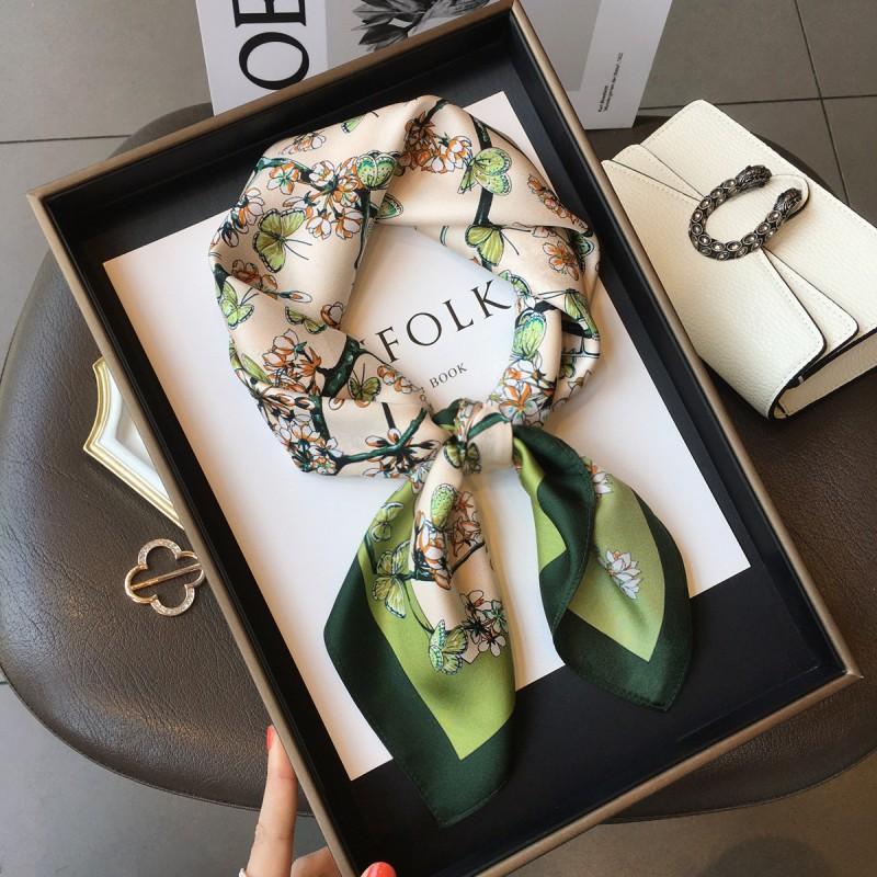 Silk 100% Mulberry Scarf Women's Spring Autumn New Style All-matching 70cm Small Square