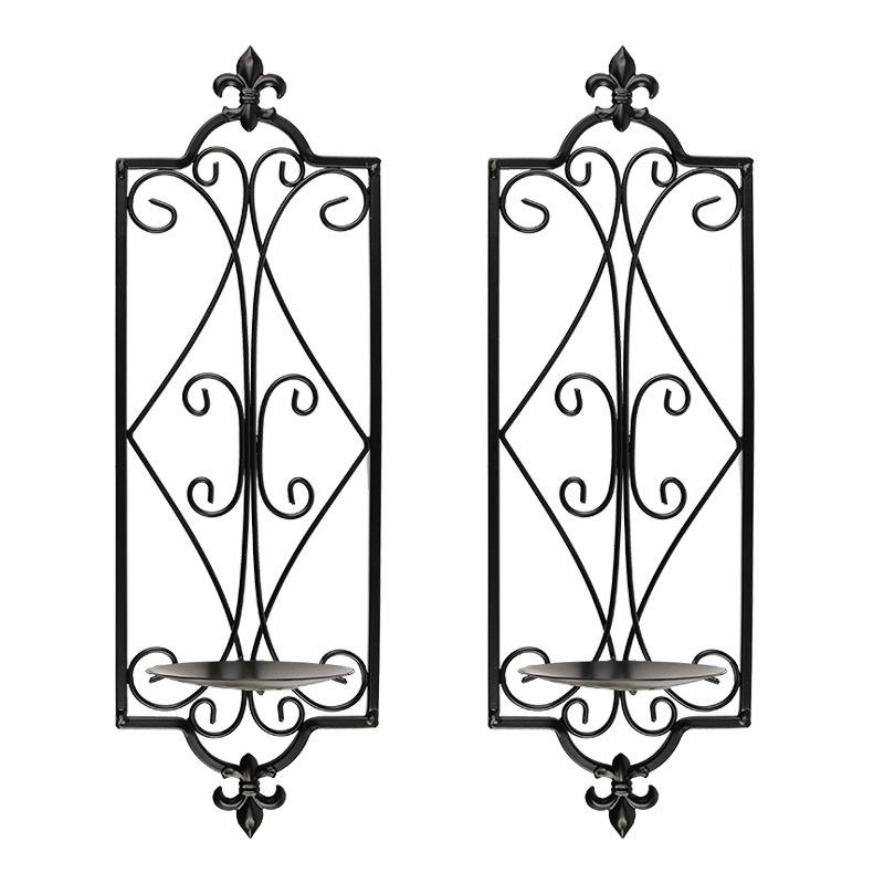 

Iron Candle Sconce Holder Set of 2 Hanging Wall Mounted Pillar Candle Sconces Holder, Wall Sconces Decor for Bedroom Dining Room