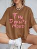 The DevilS Mood Letters Prints TShirts Women Summer Cotton Short Sleeve T Shirt ONeck Comfortable Loose Tops Casual Clothes