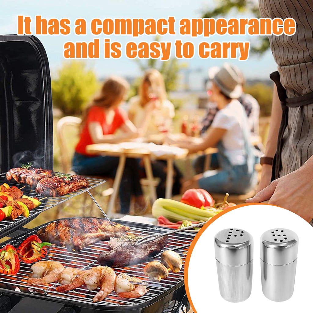 2 Pack Stainless Steel Pepper Shakers Rustproof Spice Dispensers With Precision Control For Kitchen Cooking And Outdoor BBQ