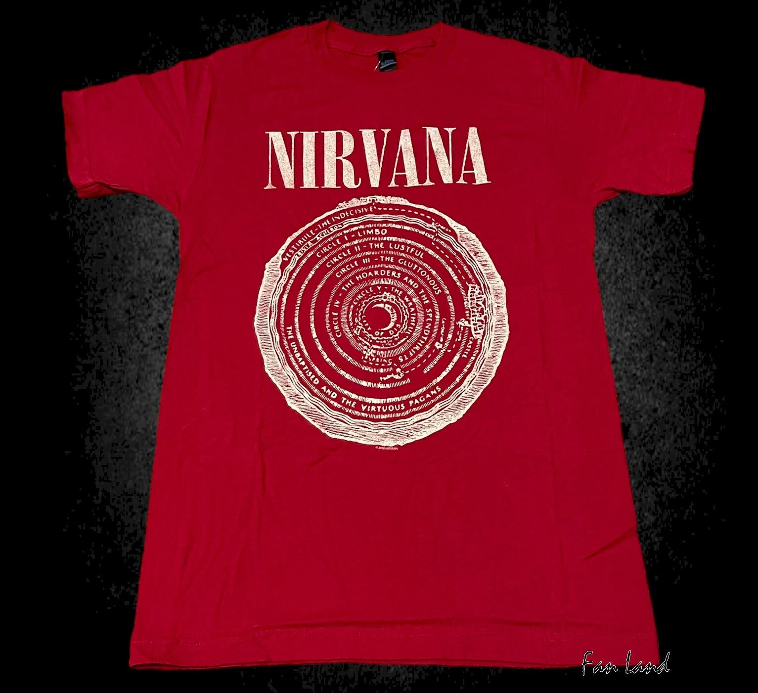 New Nirvana Kurt Cobain Dave Grohl Krist Novoselic Red Logo Mens Vintage T-shirt XXL